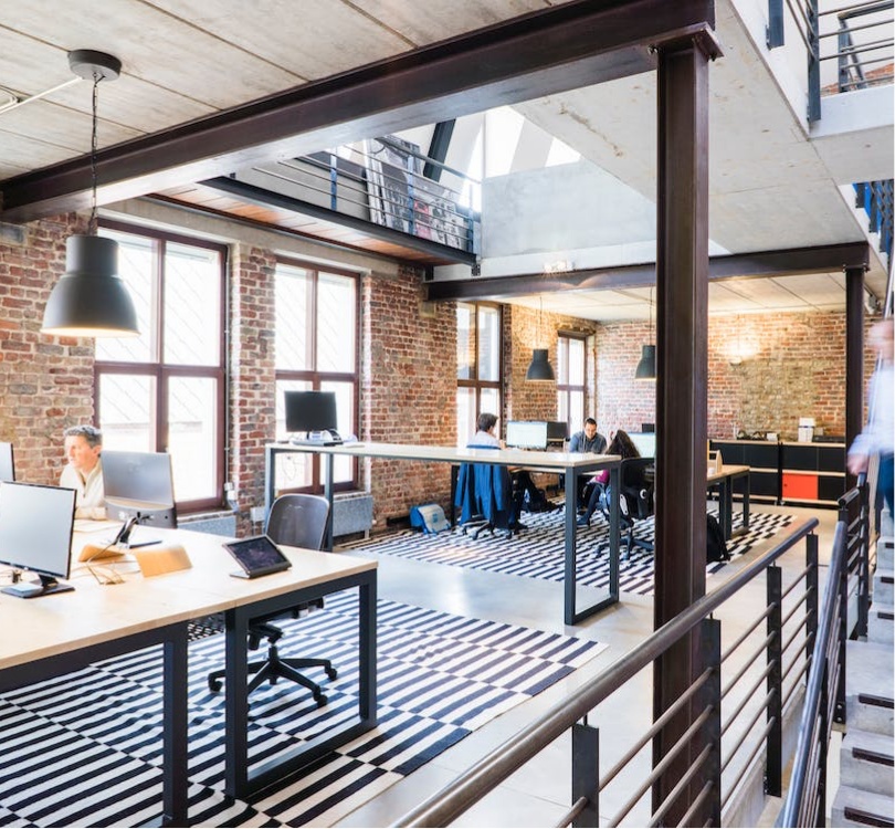 industrial space converted into modern open plan office